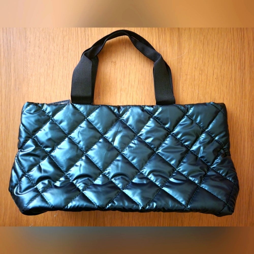 Puffer handbag in dark green